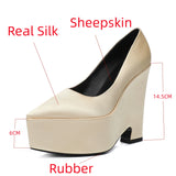 Women's High Heels Retro Single Waterproof Platform Super Thick Heel Design Pointed Shallow Cut Mary Jane Shoes MartLion   