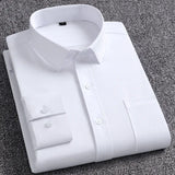 Classic Men's  Shirt Long Sleeve Casual Office Wedding Solid Formal Social MartLion 220 38 Size 165CM 55KG 