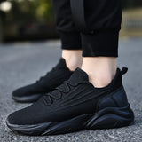 Four Seasons Slip-on Sports Men's Shoes Wear-resistant Outsole Black Anti-skid Soft Trend Lace Up Mesh Casual MartLion   