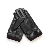  Winter Black PU Leather Gloves Thin Style Driving Leather Men's Gloves Non-Slip Full Fingers Palm Touchscreen MartLion - Mart Lion
