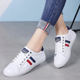 Women's Genuine Leather Sneakers Casual Sports Shoes Vulcanized White Flat Shoe Ladies White Sneakers MartLion Blue 35 insole 22.5cm 