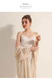 Summer  Lace Silk Nightgown Women V-neck Sleeveless Short Mulberry Silk Thin Slip Underdress MartLion   