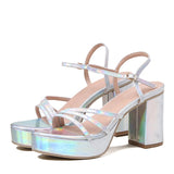 Liyke Brand Summer Silver Goth High Heels Chunky Platform Sandals Open Toe Ankle Strap Women Shoes Mart Lion   