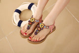 Retro Beaded Ethnic Wind Women's Sandals Comfy Flat Flip-flops Beach Casual Luxury Shoes MartLion   