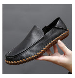 Men's Genuine Leather Breathable Large Casual Foot Cover Driving Shoes One Foot Peas Soft Sole Leather Handmade Mart Lion   