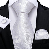 Gray Striped Paisley Silk Ties For Men's Wedding Accessories 8cm Neck Tie Pocket Square Cufflinks Gift MartLion SJT-1163  