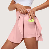 Women Stretch Skirt Printed Athletic Shorts Lightweight Waisted Skirt With Pockets Women' Simple Sports Skirt MartLion Light pink S 