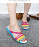 Women Sandals Summer Candy Color Women Shoes Peep Toe Stappy Beach Valentine Rainbow Clogs Jelly Flats Mart Lion   