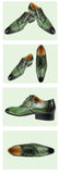 Luxury Men's Oxford Shoes British Carved Dress Leather Pointed Trendy Lace-up Green Black Formal MartLion   