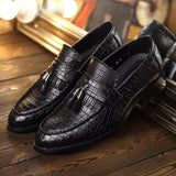 Men's Crocodile Grain classic Tessels Moccasins Genuine Leather Casual Loafers Flats Shoes Mart Lion   