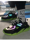 Hip-hop Men's Platform Sneakers Casual Trainers Shoes Breathable Mesh Glitter Sneakers MartLion   