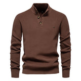 Zipper Mock Neck Pullover Sweaters for Men Warm Winter Cotton Knitted Men's Sweaters MartLion SW833-Coffee EUR S 60-70kg 