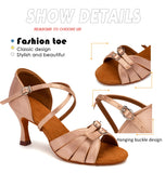 Ballroom Dance Shoes for Women Latin Modern Tango Salsa Training Sandals Practice Satin MartLion   