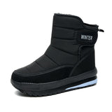 Winter Men's Boots Snow Thicken Plus Velvet Warm Waterproof Non-slip Outdoor Casual Ankle Cotton Shoes MartLion Black 46 