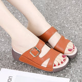 Women's Wedge Heeled Sandals Casual Open Toe Platform Slipper Slip Heel Height 4.0cm MartLion   