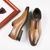 Men's Leather Shoes Prince Classic Formal Whole-cut Dress Hand Rubbing Lace Up Leather Oxford Mart Lion   