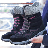 Women Boots Waterproof Snow Boots Warm Plush Winter Shoes Mid-calf Non-slip Winter Female MartLion   