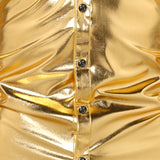 Men's Disco Gold Shiny Shirts for Party Long Sleeve Nightclub Shirt Male MartLion   