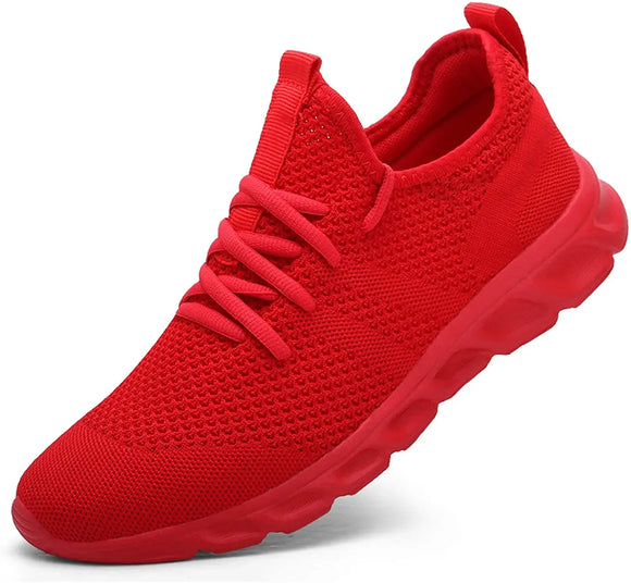 men's casual shoes light sneaker white outdoor breathable mesh sports black running tennis MartLion Red 37 