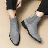 Gray Chelsea Boots Men's  Flock Cowboy Handmade MartLion   