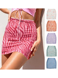 Women Floral Printed Mesh Summer Skirt Bodycon Polyester Mini Short Elastic Waist Casual MartLion   