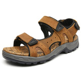 Summer Leisure Men's Shoes Beach Sandals Genuine Leather Soft Mart Lion light brown 3362 7 