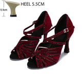 With Drill Latin Dance Shoes Indoor Soft Bottom Elegant Women's Shoes Summer Pole Heels Sandals MartLion   