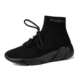 High-top Sock Sneakers Men's Soft Sports Walking Jogging Shoes Women Spring Mesh Running Footwear Mart Lion Sky Blue 3.5 