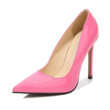 Women Pointed Toe Pumps Patent Leather Dress Red 11CM High Heels Boat Shoes Mart Lion Peach 35 
