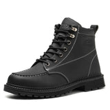 High top work boots leather work shoes waterproof safety anti puncture construction men's indestructible work MartLion JB668 Black 36 