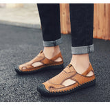 Golden Sapling Breathable Men's Sandals Genuine Leather Summer Shoes Leisure Loafers Casual Flats Casual for Men's MartLion   