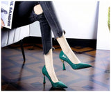  Plaid Classic Casual High Heels Pattern Embossed Shoes In Autumn and Winter Pumps Women MartLion - Mart Lion