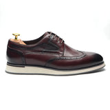 Design Men's Semi-Brogue Derby Shoes Real Cow Leather Handmade Wingtip Sneaker Oxfords Lace-up Stuff Footwear MartLion   