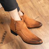 Cow Suede Leather Boots Men's Pointed Toe Dress Ankle Formal Footwear Mart Lion   