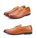 Men's Woven Leather Casual Shoes Trendy Party Wedding Loafers Moccasins Light Driving Flats Mart Lion   