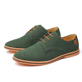 Suede Leather Men's Walking Shoes Oxford Casual Classic Sneakers Footwear Dress Driving Flats Mart Lion Green 6 