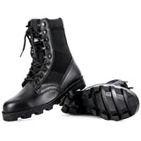Lace Up Waterproof Outdoor Shoes Breathable Canvas Camouflage Tactical Combat Desert Ankle Boots Military Army Men's MartLion BLACK WITHOUT ZIPPER 39 
