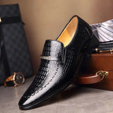 Men's Casual Shoes Classic Low-Cut Embossed Leather Dress Loafers Mart Lion   