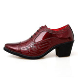 Men's Heel shoes Formal Leather Brown Loafers Dress Shoes Crocodile Casual Zapatos Hombre MartLion Red 810 38 