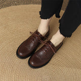 Retro Women's Shoes Spring Genuine Leather Oxfords Loafers Round Toe Bullock Platform MartLion   