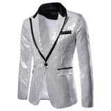 Shiny Sequin Glitter Embellished Jacket Men's Nightclub Prom Suit Homme Stage Clothes For Singers blazers MartLion Silver S CHINA