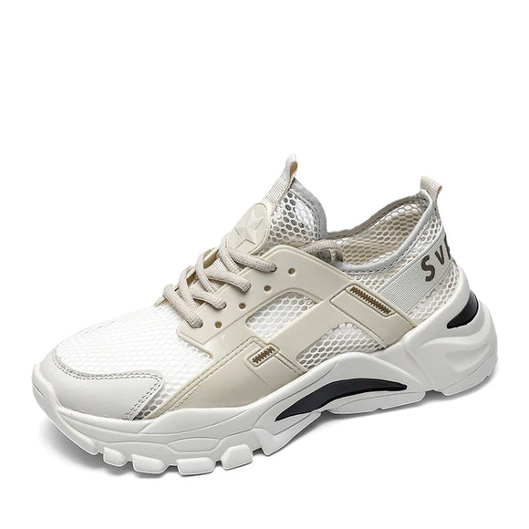 Men's Casual Shoes Mesh Footwear Breathable Running Sneakers Outdoor Non-slip Tide MartLion Beige 39 