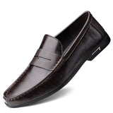 Super Soft Leather Men's Loafers Slip On Casual Footwear Moccasins Dress Shoes Mart Lion Auburn 38 