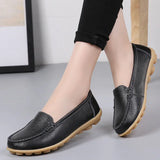 Genuine Leather Shoes Woman Soft Boat Flats Ladies Loafers Non-Slip Sturdy Sole MartLion