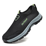 Men's casual shoes mesh breathable sports shoes outdoor beach anti-skid flat bottomed casual hiking MartLion black 39 
