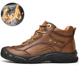 Golden Sapling Outdoor Men's Boots Genuine Leather Winter Shoes Classics Mountain Trekking Footwear Tactical MartLion Light Brown Winter 40 
