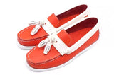 Men's Genuine Leather Driving Shoes Docksides Classic Boat Design Flats Loafers Women Tassels Wine Red Mart Lion orange 5 China