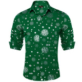 Men's Christmas Shirts Long Sleeve Red Black Green Novelty Xmas Party Clothing Shirt and Blouse with Snowflake Pattern MartLion CY-2382 S 