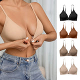 Women  Front Closure Button Bralette Padded Backless Strap Small Chest MartLion   