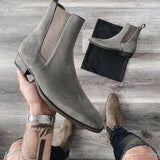 Gray Chelsea Boots Men's  Flock Cowboy Handmade MartLion   